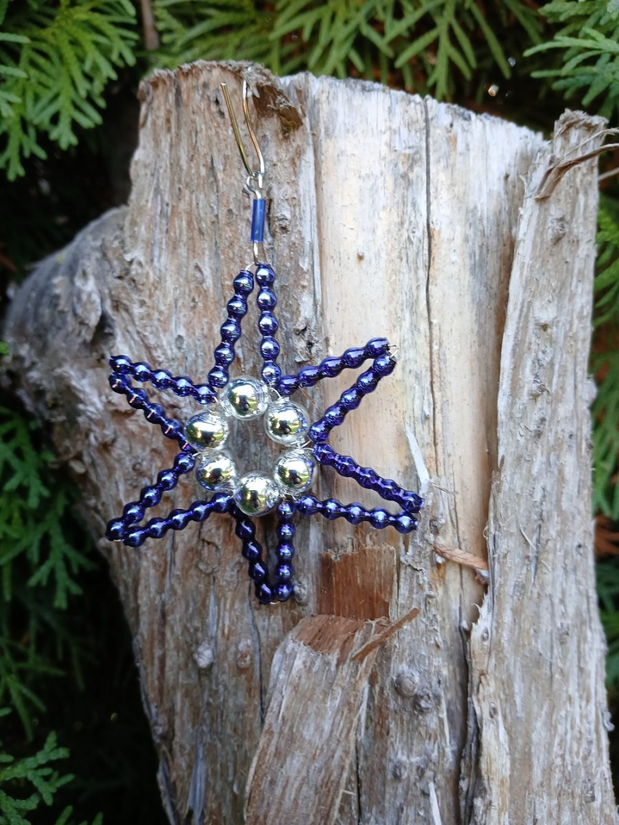 perličková vánoční hvězda - modrá