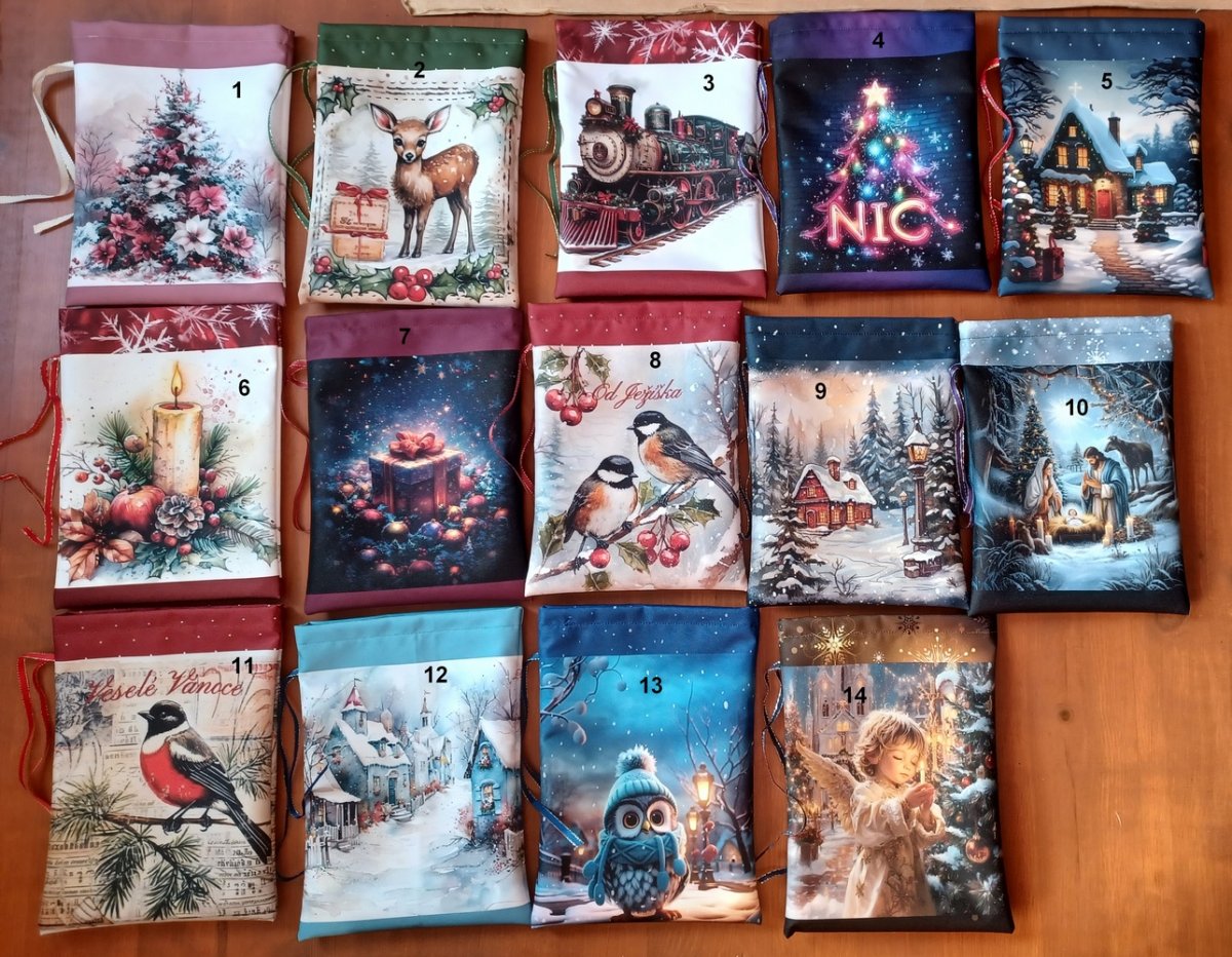 Vánoční dárkový pytlík z kočárkoviny