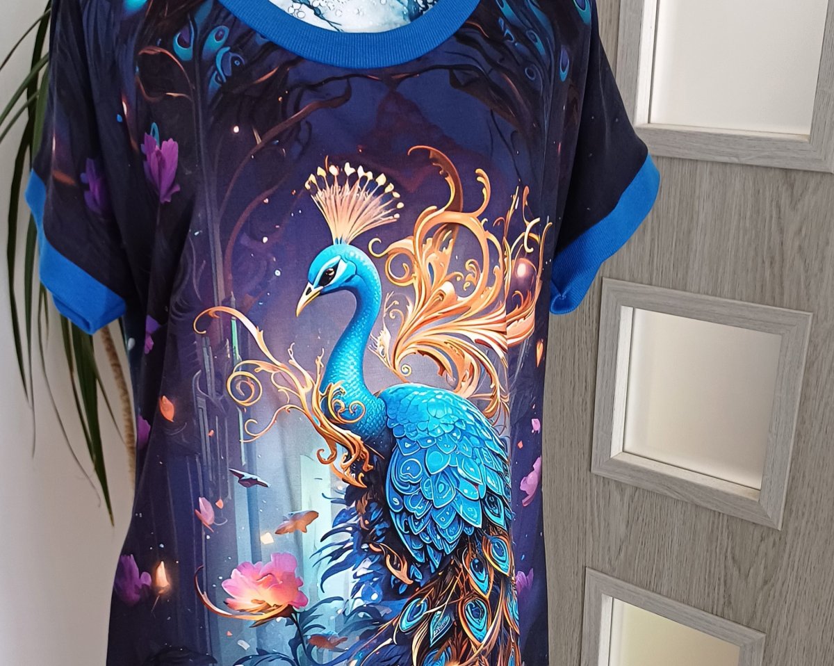 Šaty s pávem velikost xl