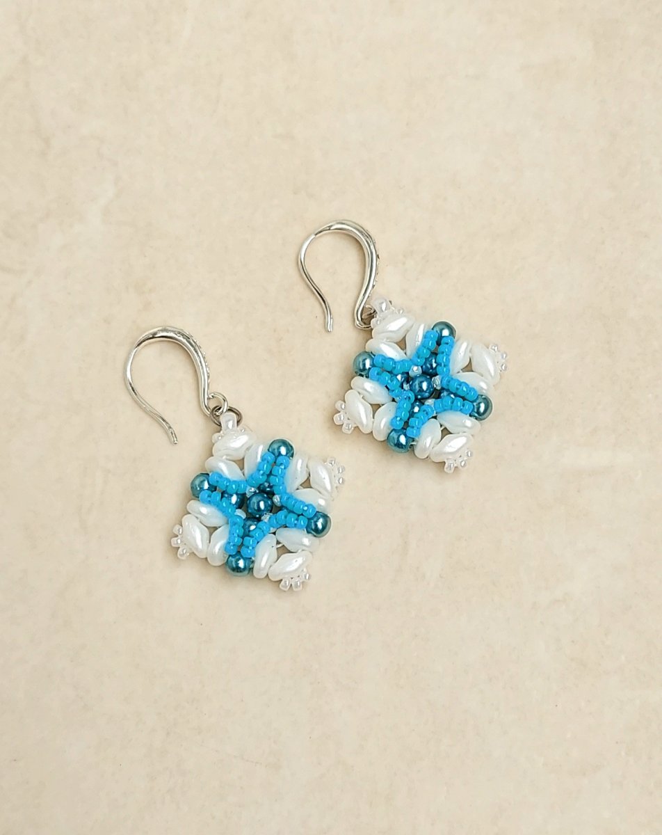 Náušnice Bella bílo-tyrkysové