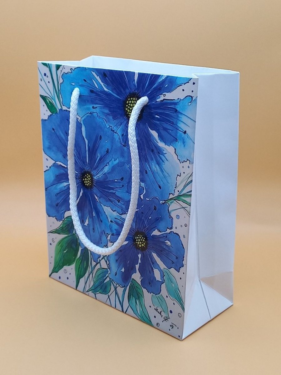 Autorská dárková taška – Modré květy od L.CH