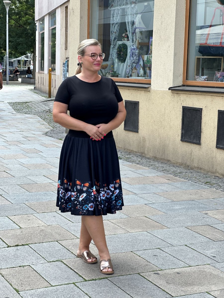 Dámská sukně kolová kopretinová