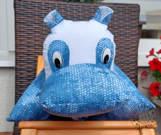 Polštářek Hrošík "Hadí" kůže modrý