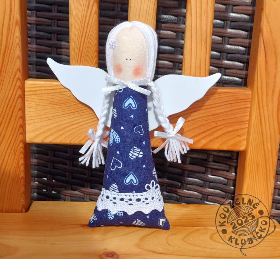 Andělka Modrotisk s modrými srdíčky