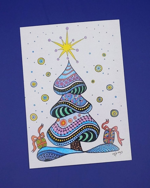 Autorská pohlednice - Vánoční stromek od L.CH