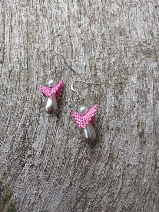 náušnice andělské růžovo stříbrný andílek