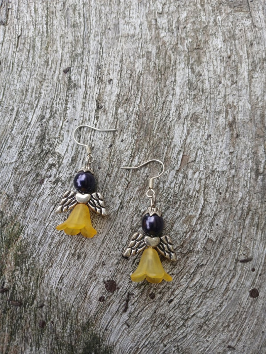 náušnice andělské žluto modrý andílek