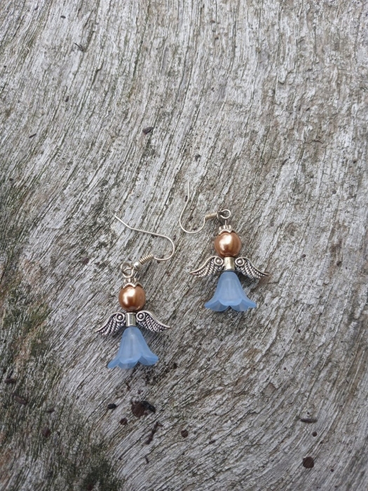 náušnice andělské modro zlatý andílek