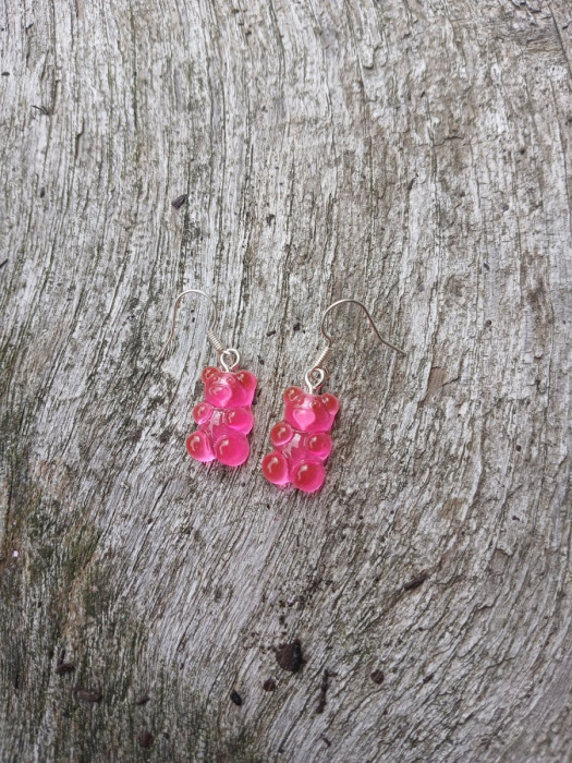náušnice - medvídek růžový