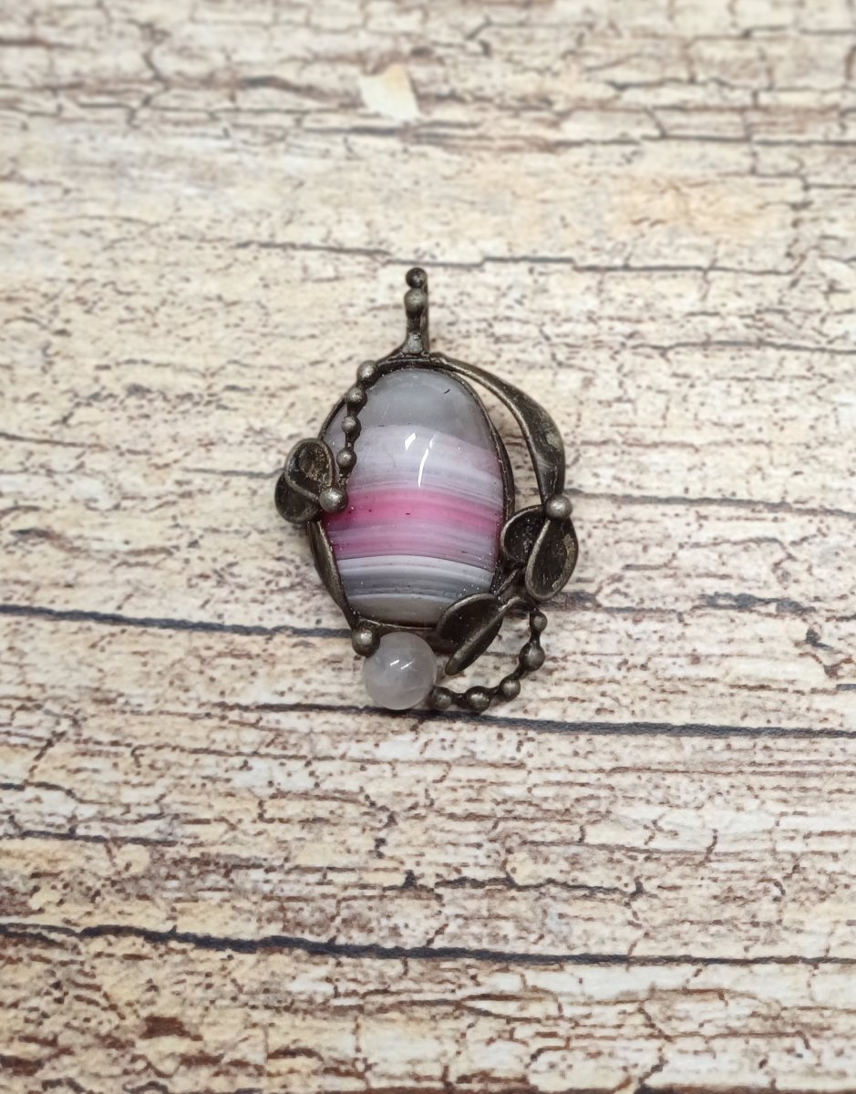 Přívěšek achát a růženín