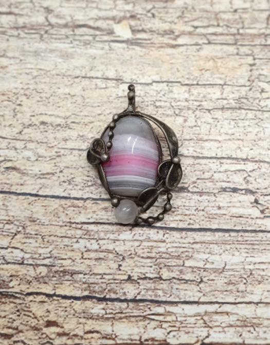 Přívěšek achát a růženín