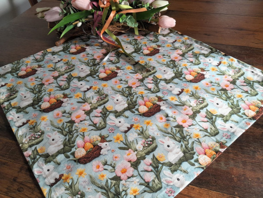 Čtvercový ubrus....bílý zajíček