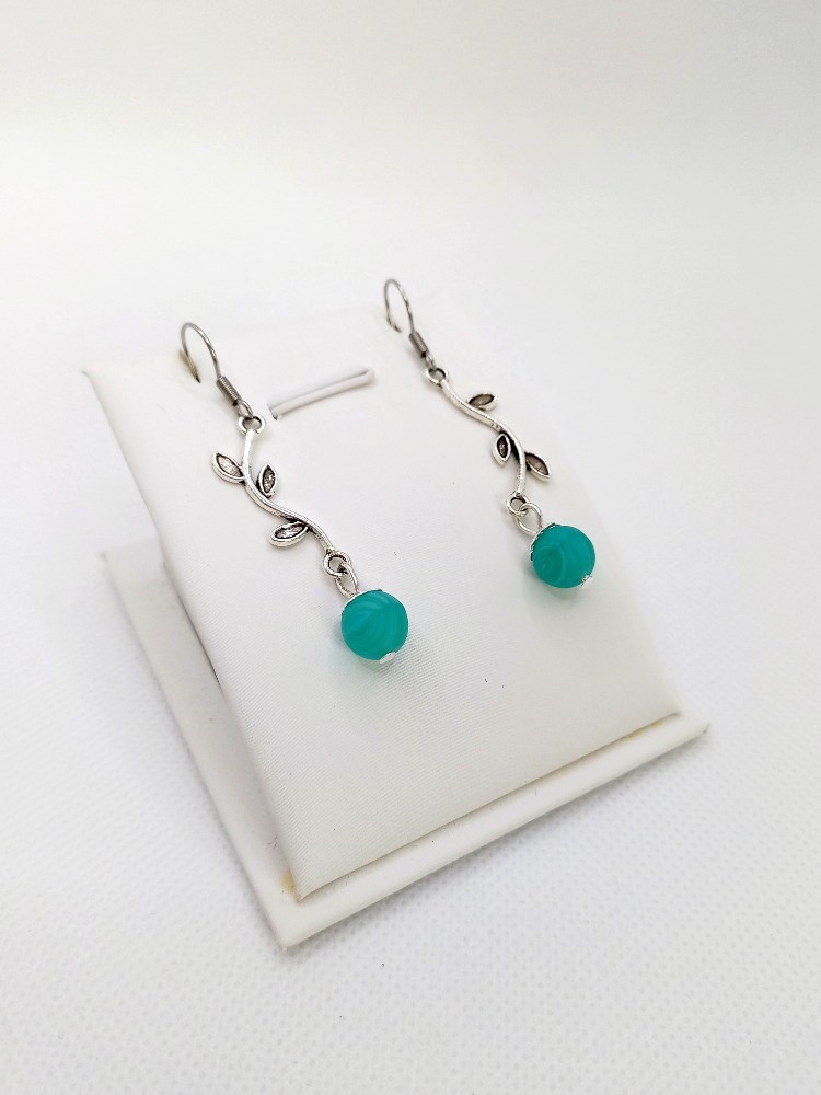 Náušnice - Modrá květinka