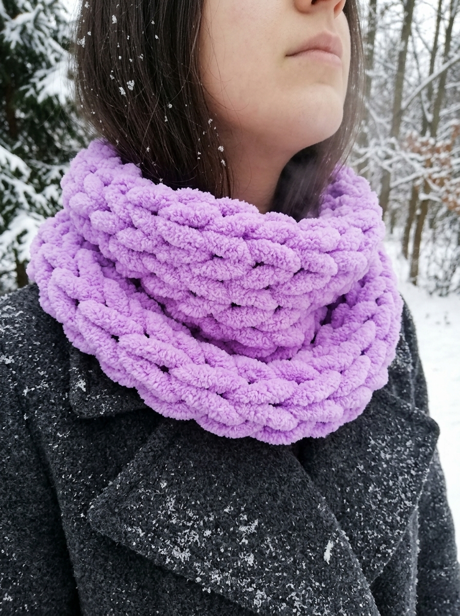 Měkký pletený nákrčník puffy - orchidej