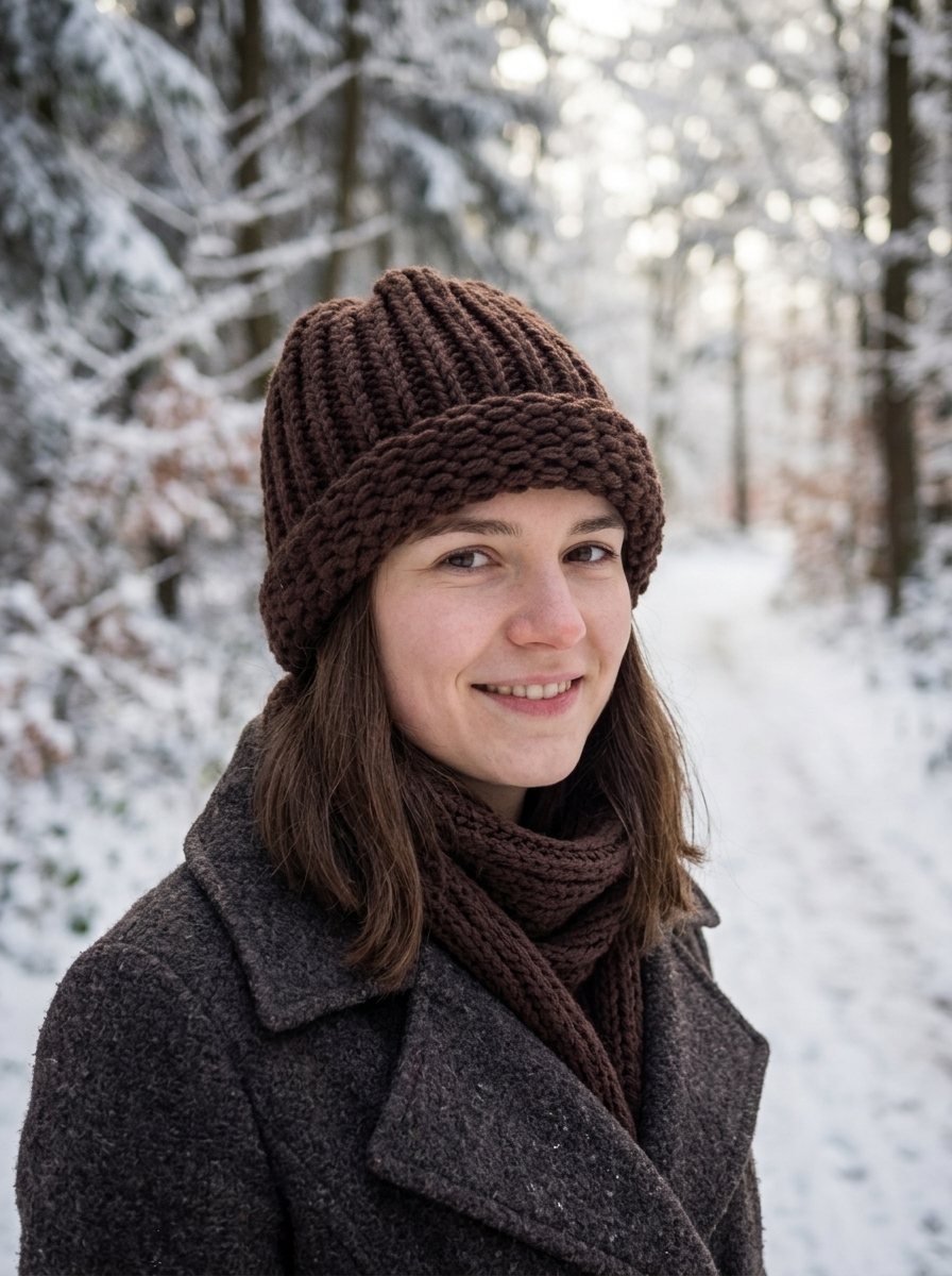 Pletená čepička - hnědá 