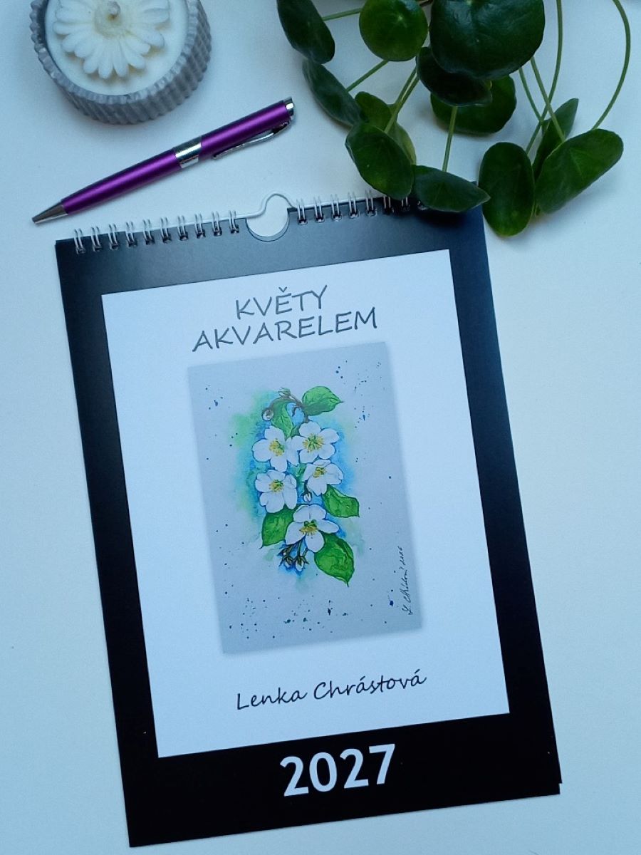 Květy akvarelem - autorský kalendář pro r.2027