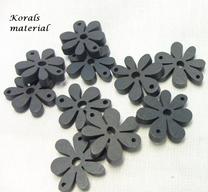 2094 Dřevěný výsek KVĚTINA šedá 20x25 mm;4 ks