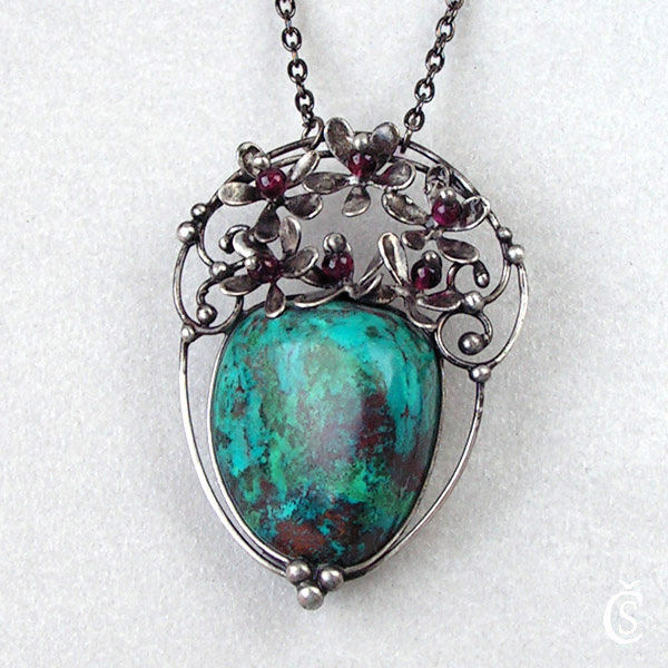 Květinový - Chryzokol, Granát