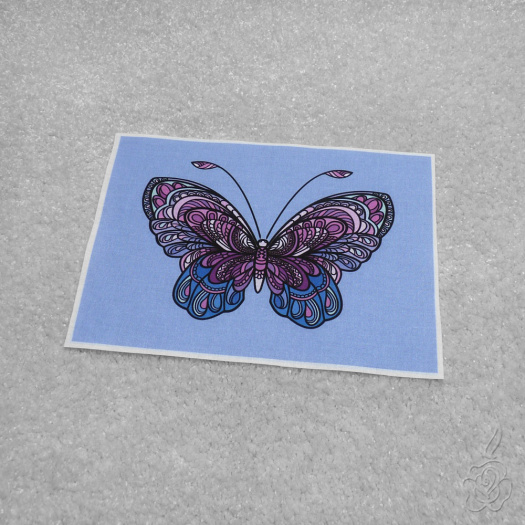 Bavlněný panel s motýlem - modrofialový