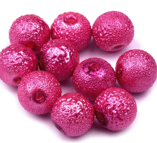 Voskované perly koule Ø8mm vroubkované 10ks- Růžové syté