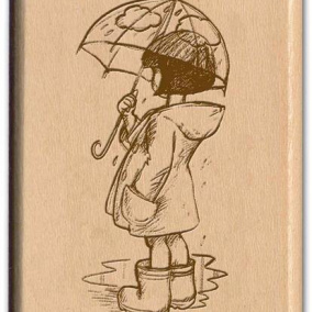 Dřevěné razítko S deštníkem