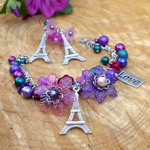 Fialkový náramek + náušničky