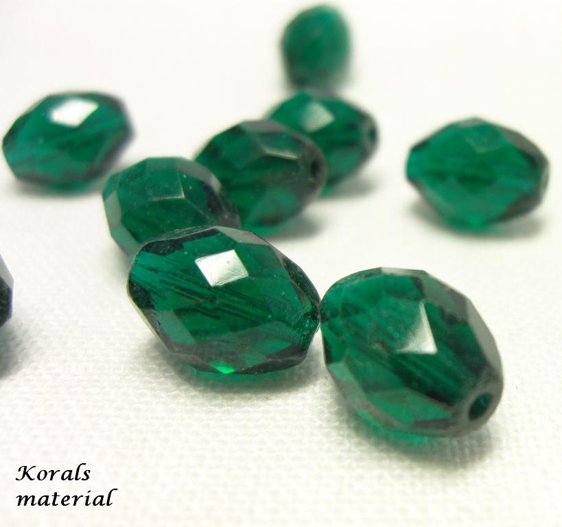 2243 Korálky BROUŠENÉ oliva, tm. zelená , 3 ks 