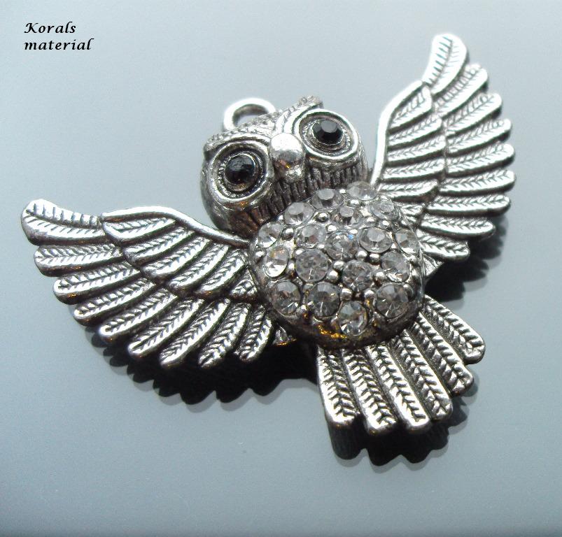 2248 Přívěsek kovový SOVA se zirkony