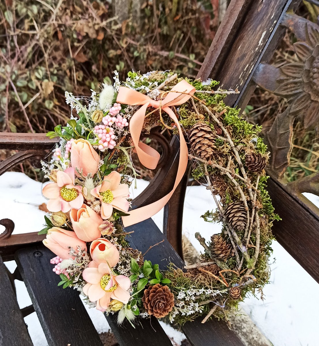 Věnec oválek, růžovooranžový