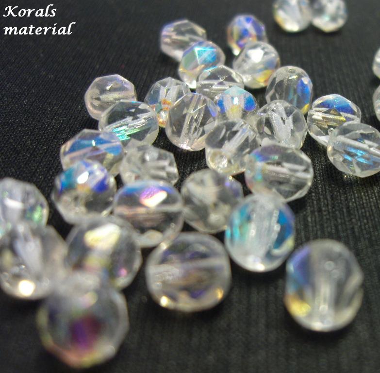 2257 Korálky BROUŠENÉ 6mm, čirá AB, 25 ks