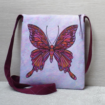 Originální taška s motýlem - růžovo-fialová