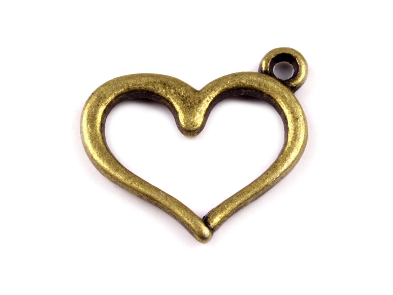 Přívěsek srdce15x12mm - 2 ks-staromosazný