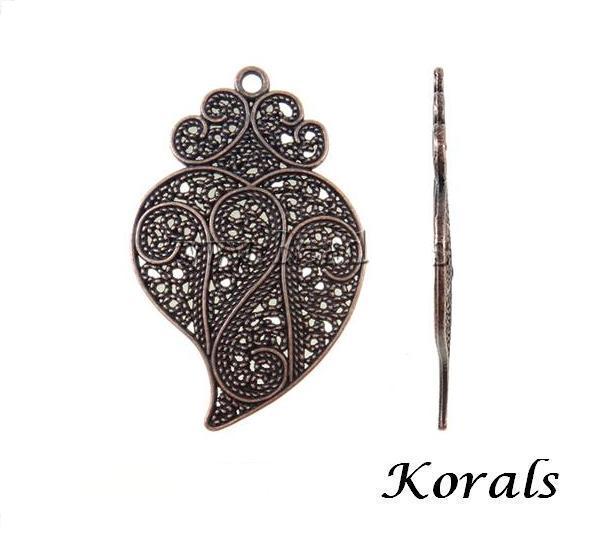 2355 Kovový přívěsek list, měděná b.