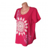 Malinově růžové dámské tričko pastelová mandala