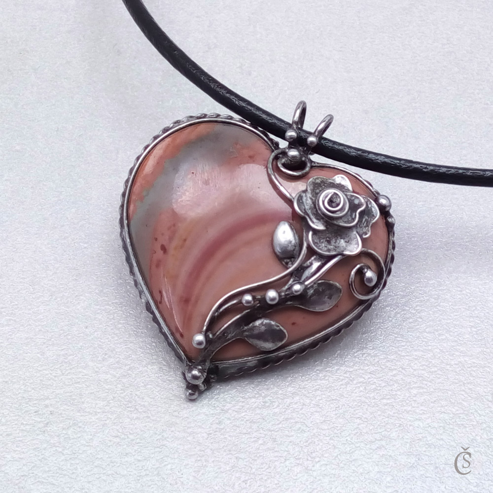 Srdce s růží 2 v 1 - Jaspis