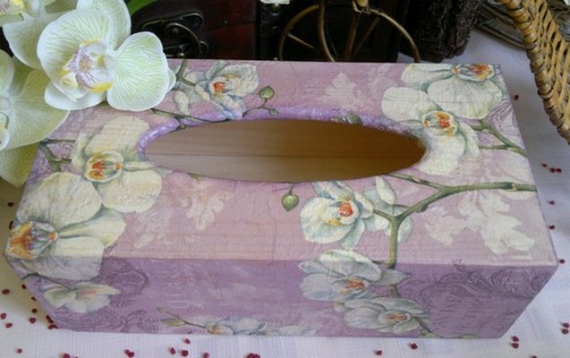 Krabička na kapesníky - orchidej