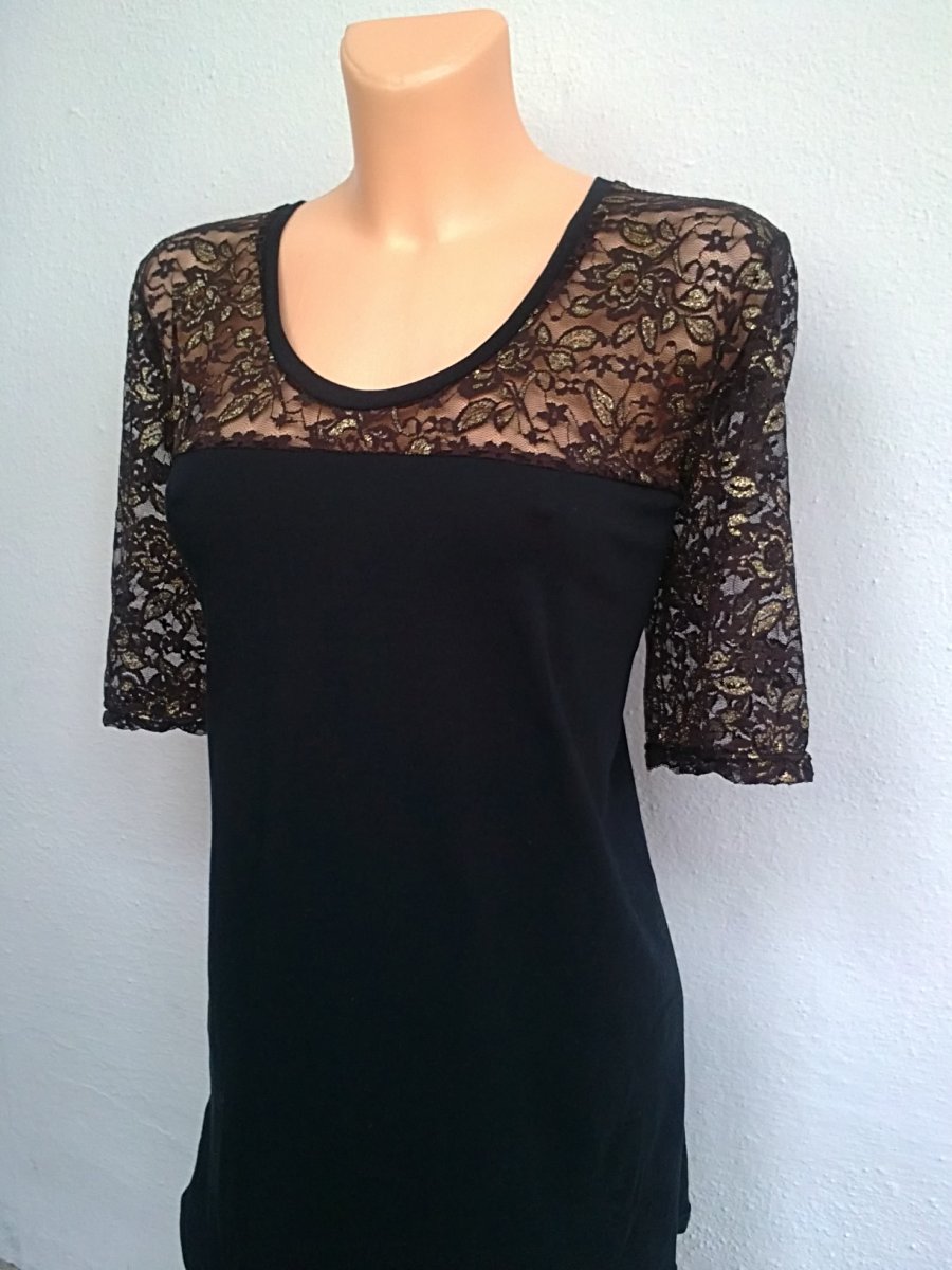 Tričko s hnědozlatou krajkou