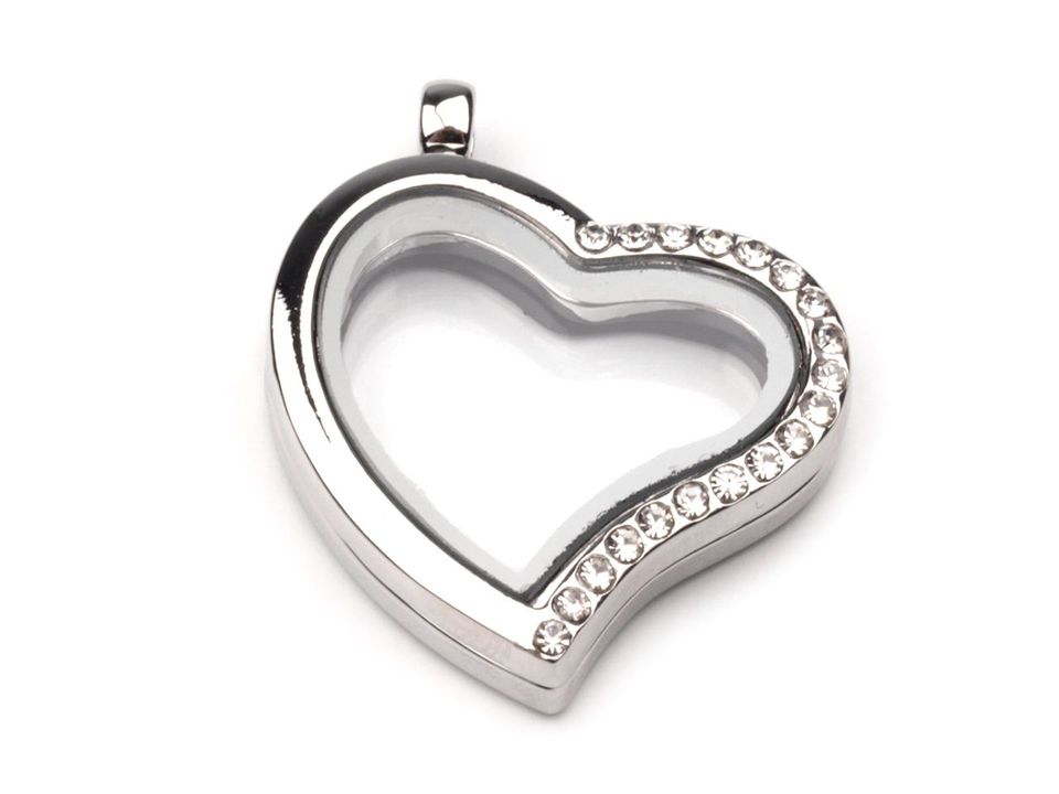 Přívěsek medailon srdce s kamínky 28x28mm