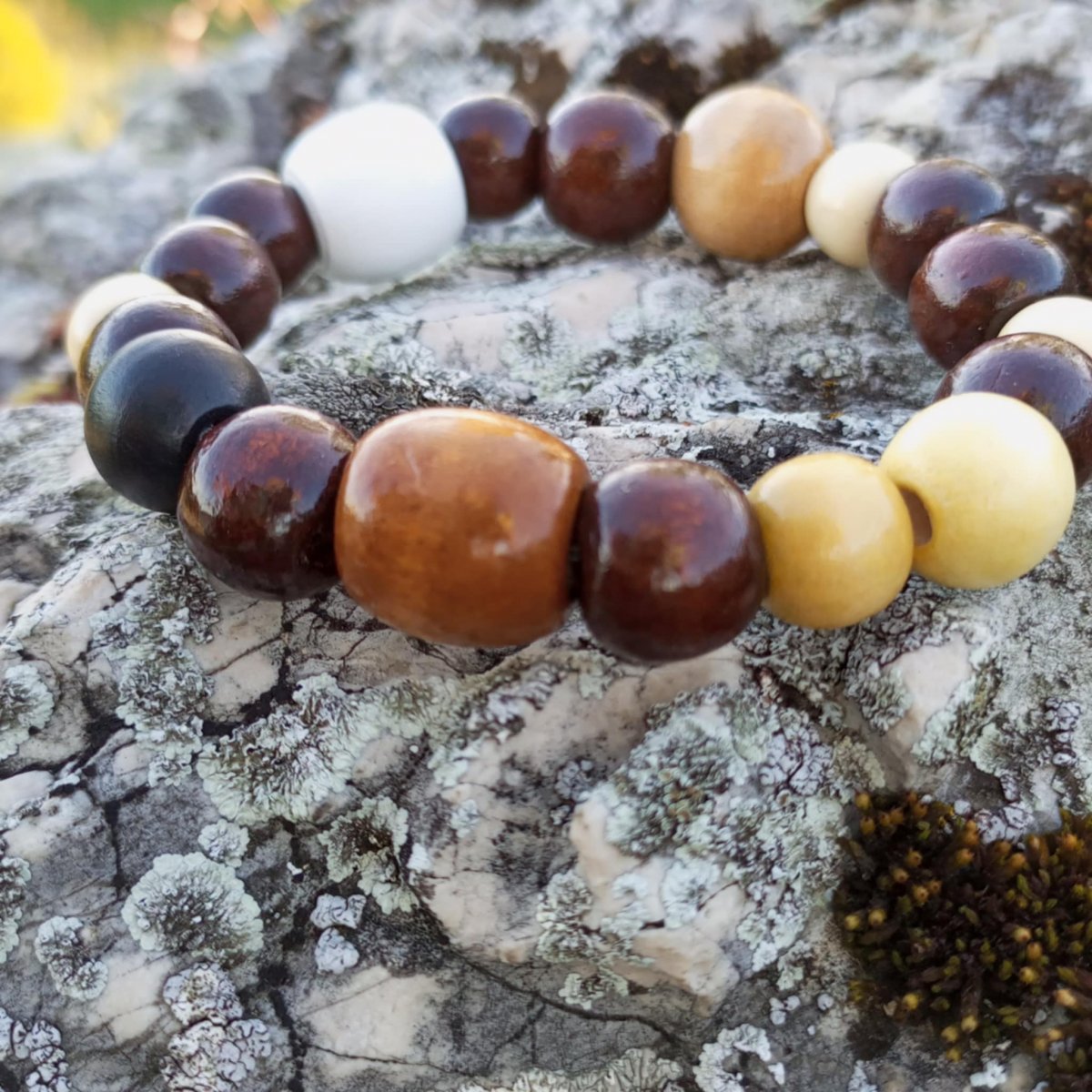 Náramek - Dřevěné korále Retro 