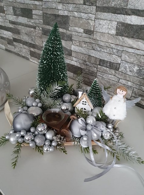 Vánoční tác s andělkou- dekorace
