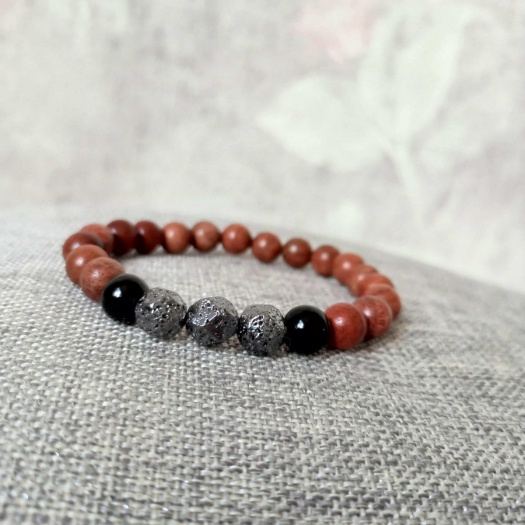 Náramek dřevo a pyrit