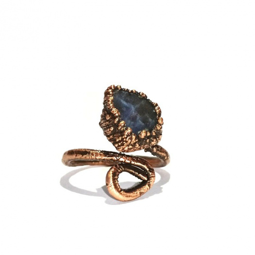 Prsten Natur Copper Celtic Blue