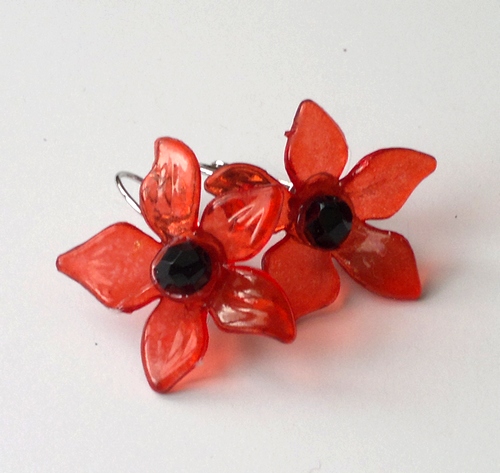 Červeno-oranžové květinové náušnice