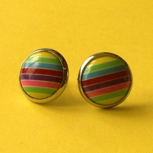 Multikolor proužkaté náušničky č.1