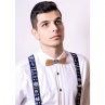 Set Drevený Motýlik a Folklórne Traky- tmavomodrý 