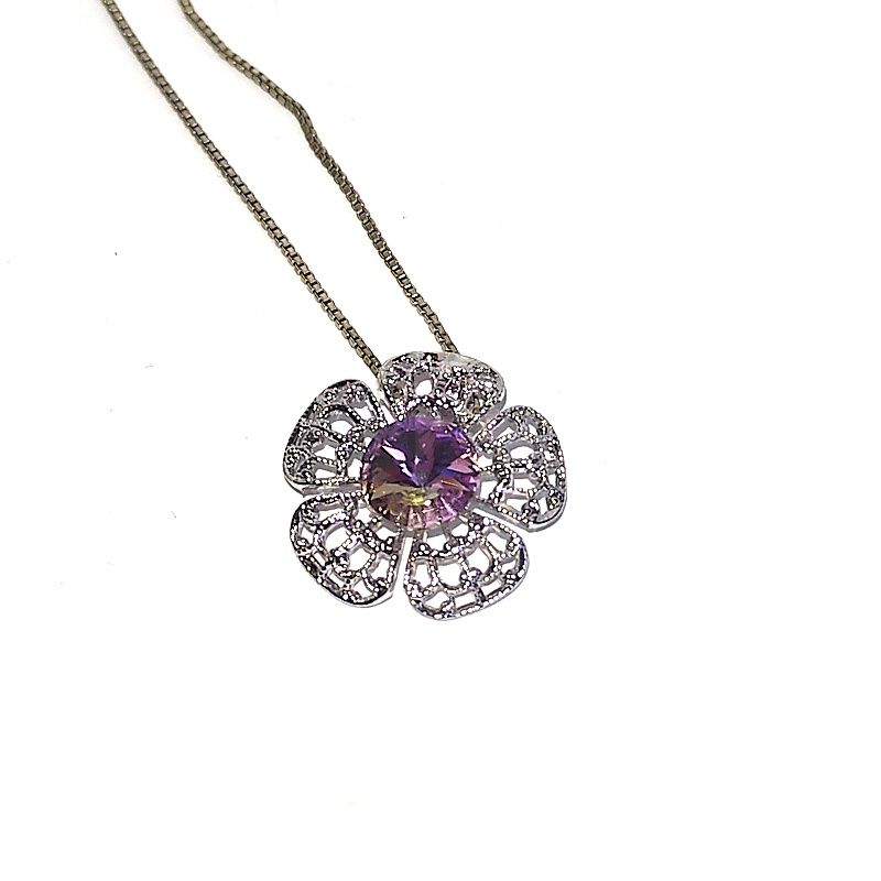 Přívěsek, Flowerin Rossie ( Rhodiováno, Swarovski )