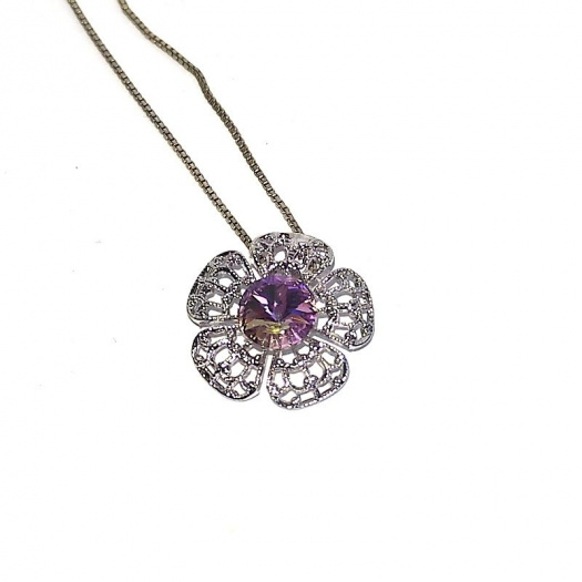 Přívěsek, Flowerin Rossie ( Rhodiováno, Swarovski )