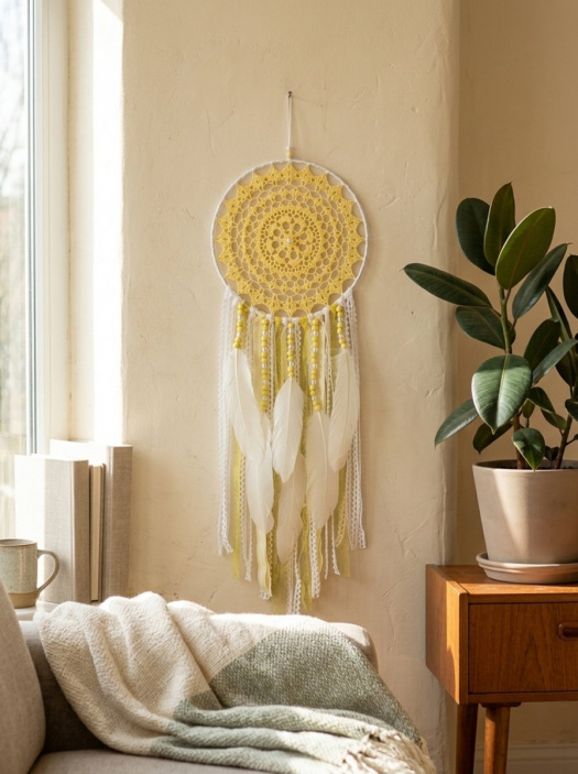 Lapač zlých snů Žlutá holubice 20 x 60 cm