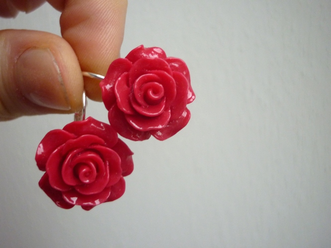 růže - fimo náušnice