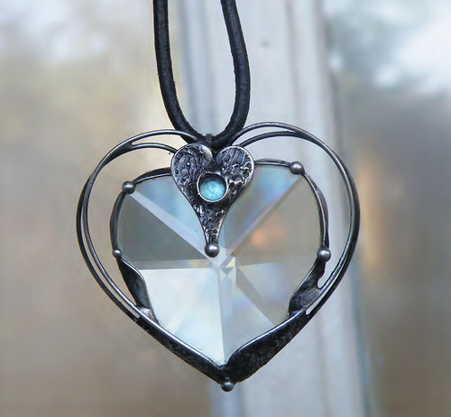 Modré srdce...(sklo) 